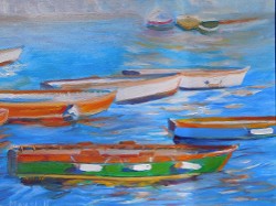 Boats, Oil on Linen, 9x12