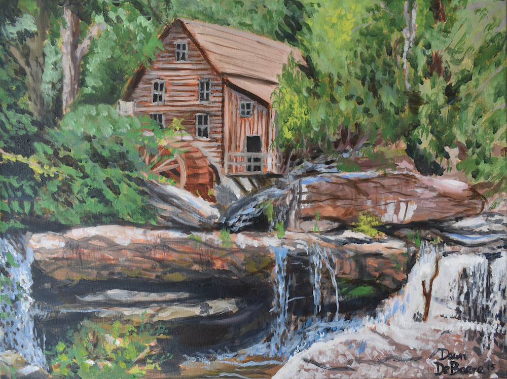 "Glade Creek Grist Mill," 18" x 24" oil on stretched canvas, by Dawn DeBaere