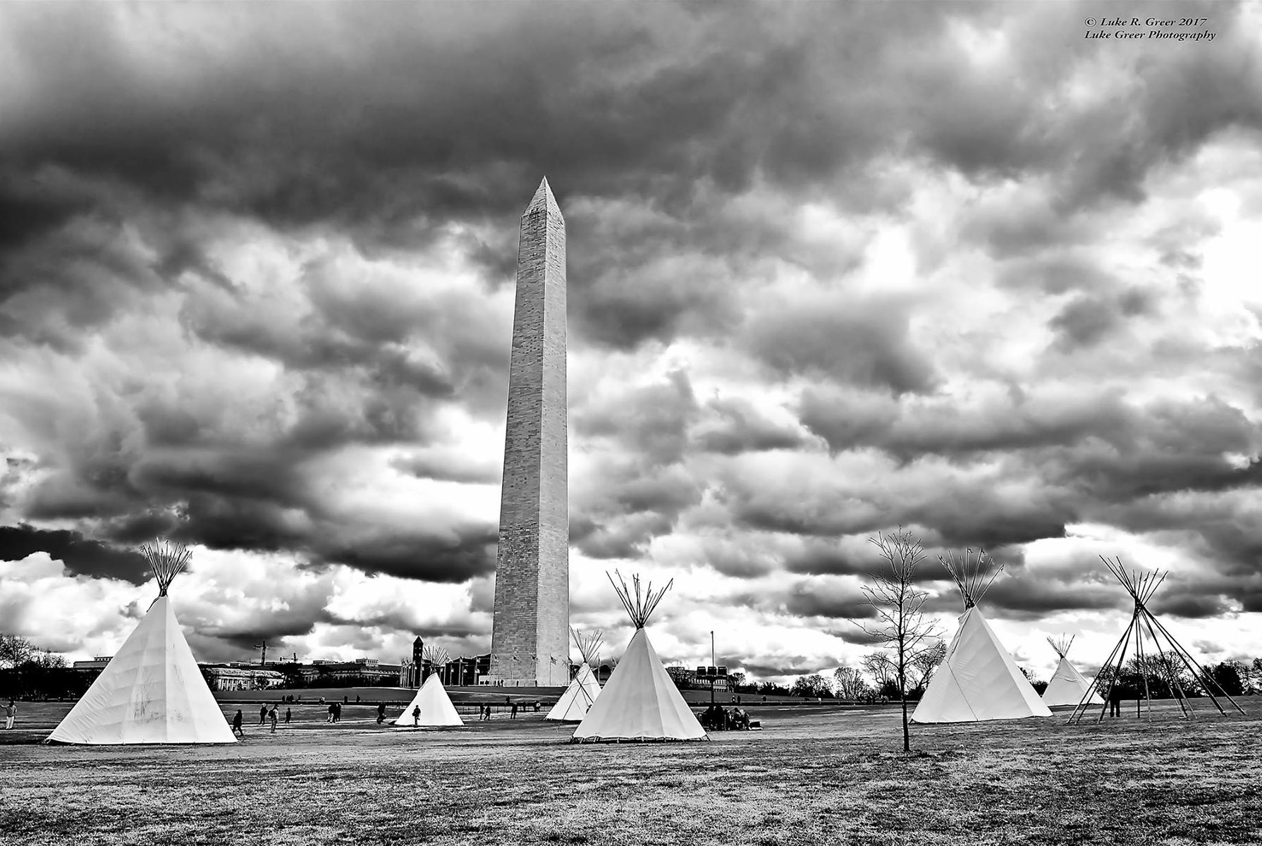 "Sioux Tipi Camp, Washington Monument, Washington DC", by Luke Greer, part of the "No Frame Required" virtual exhibit presented by Purcellville's Franklin Park Arts Center