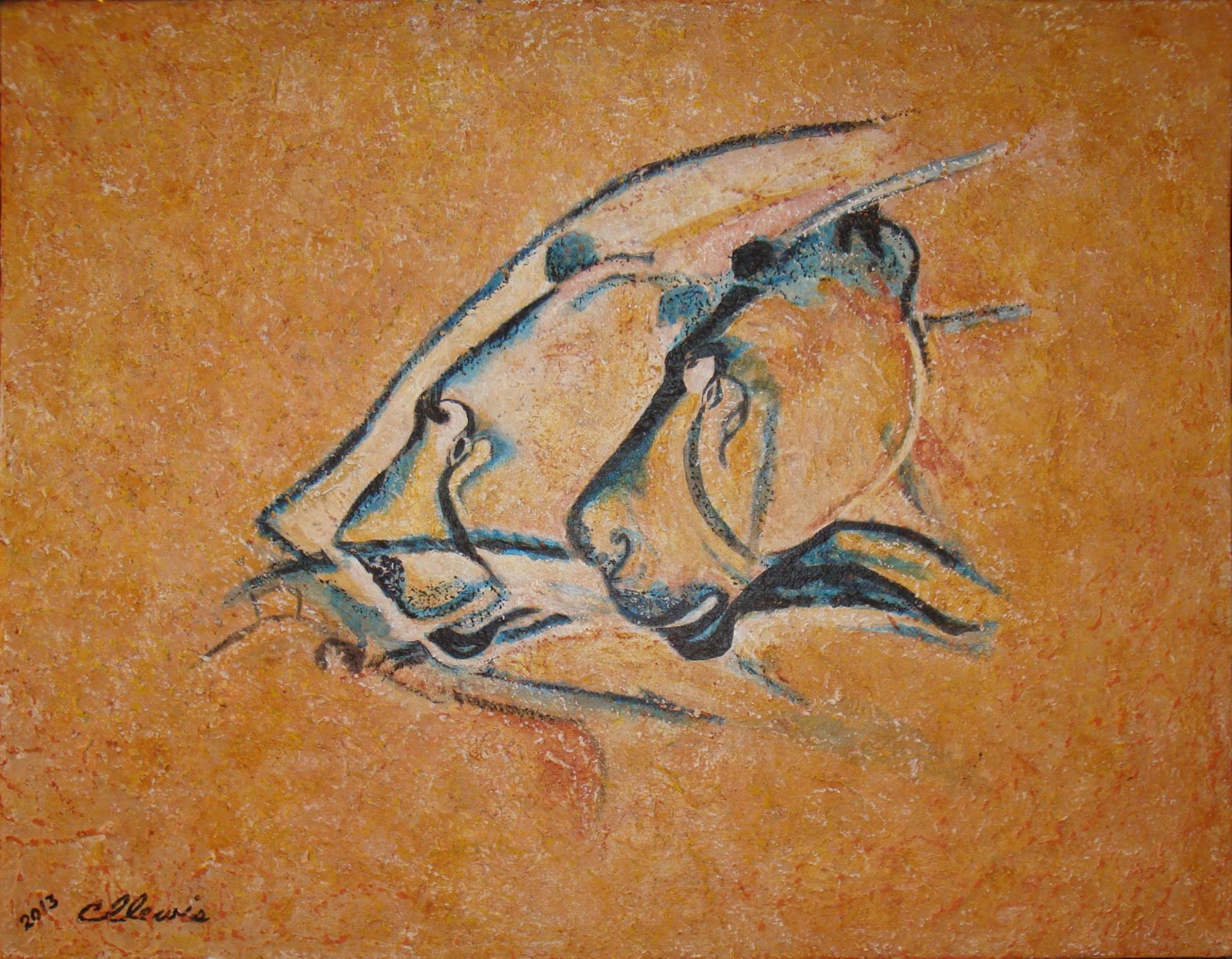 Study for Chauvet Cave Diptych, Acrylic paint, pastels, water colors, ink. 14h x 18w.