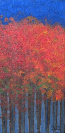 Autumn Red, acrylic, 6"x12", Seasonal Trees Series