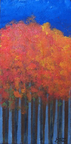 Autumn Orange, acrylic, 6"x12", Seasonal Trees Series