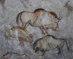 Eye-Opening Oxen, after Niaux Cave paintings in France by CarolLyn Simpson Eye-Opening Oxen, after Niaux Cave paintings in France by CarolLyn Simpson