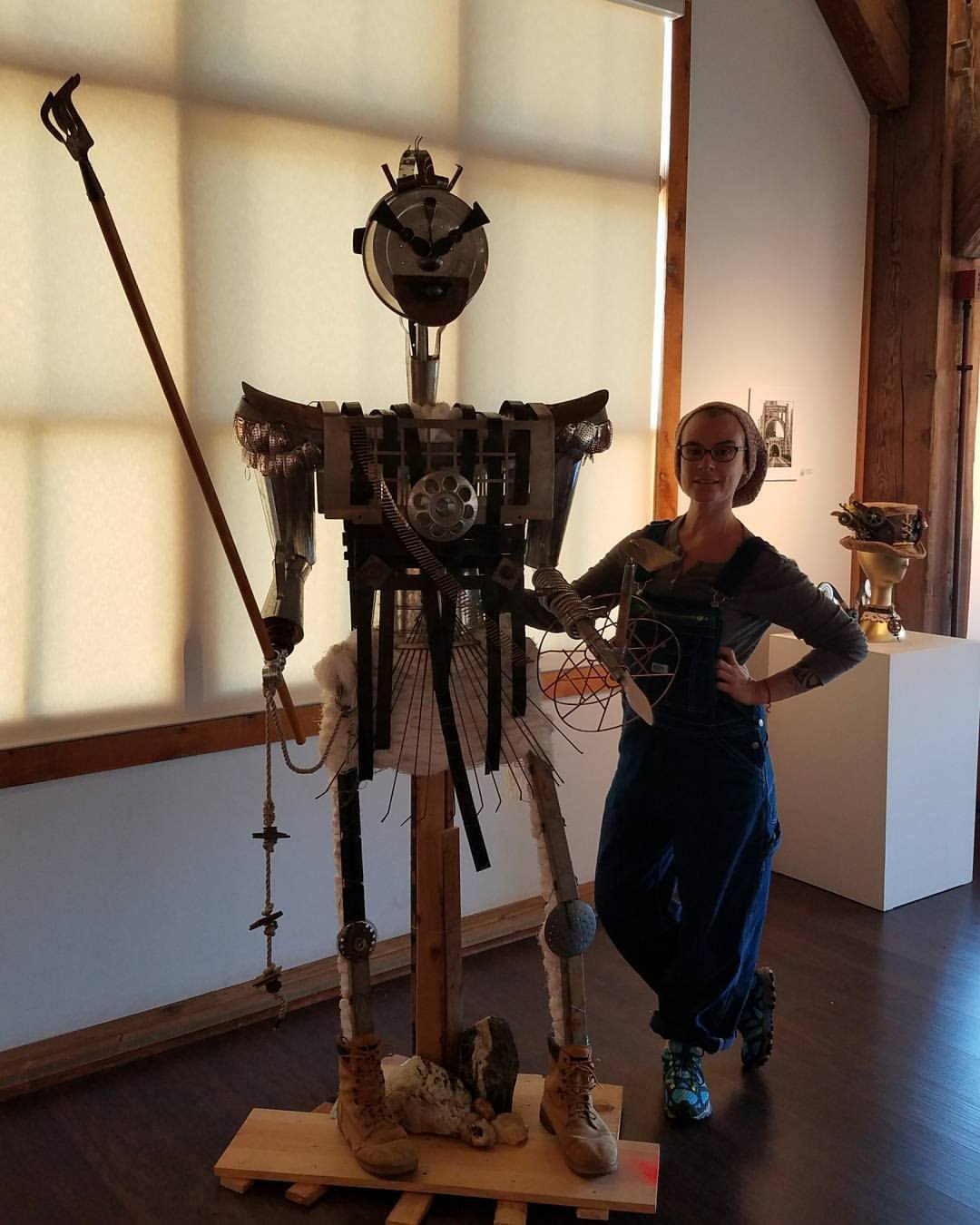 Artist Padma Koch with her award-winning creation, "F'Armor"