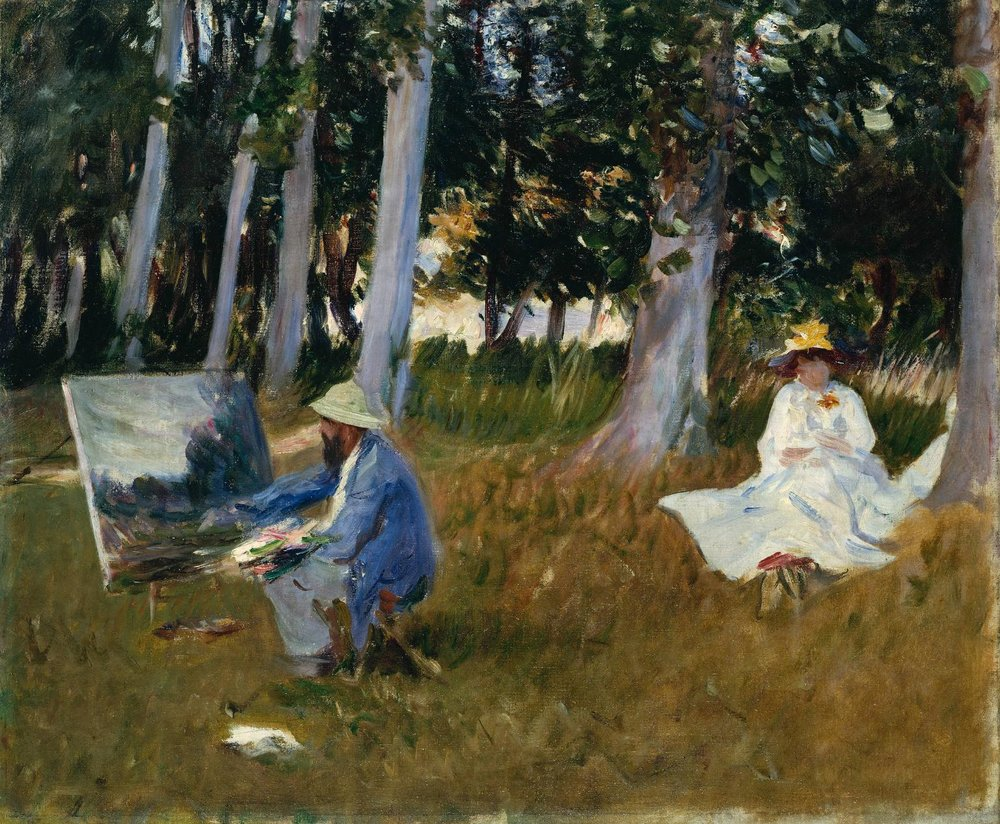 Claude Monet Painting by the Edge of a Wood (1885) by John Singer Sargent, oil painting