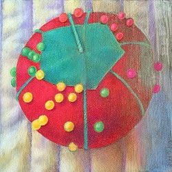 "Pincushion", colored pencil on panel, 8" x 8", 2016 (click to enlarge) "Pincushion", colored pencil on panel, 8" x 8", 2016