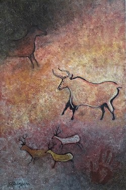 Lascaux Bull, after Lascaux Cave paintings in France by CarolLyn Simpson Lascaux Bull, after Lascaux Cave paintings in France by CarolLyn Simpson