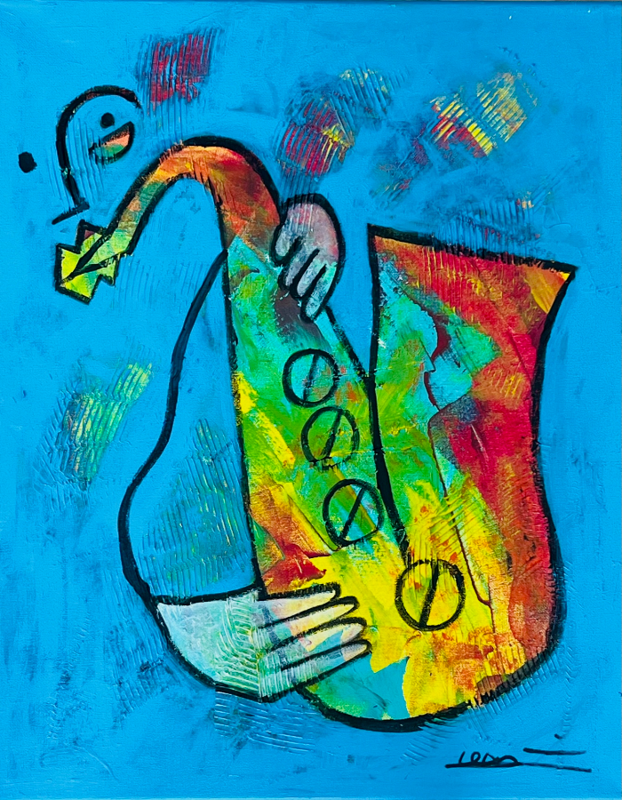 The Blues - The Saxophone - 16x20 Acrylic on Canvas