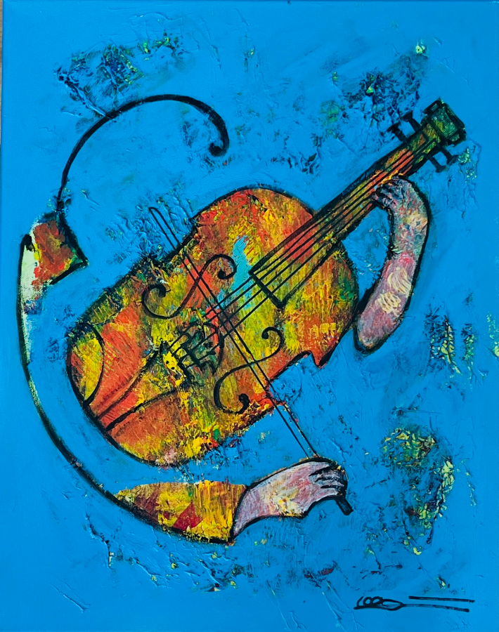 The Blues - The Violin - 16x20 Acrylic on Canvas