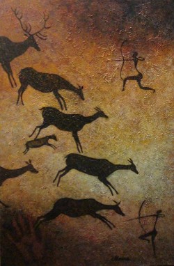 Levant Stag and Does, after Levant Cave paintings in Spain by CarolLyn Simpson Levant Stag and Does, after Levant Cave paintings in Spain by CarolLyn Simpson