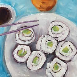Veggie Sushi - 6"x 6" - Oil (click to enlarge) Veggie Sushi - 6"x 6" - Oil
