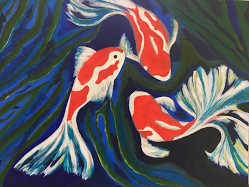 Title: In the Pond, Watercolor on Paper, 9"x 12", Year 2020 (click to enlarge) Title: In the Pond, Watercolor on Paper, 9"x 12", Year 2020