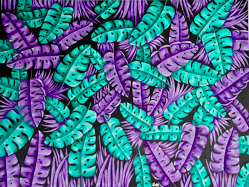 Title: Tropical Leaves, Acrylic on Canvas, 36" x 48", Year 2018