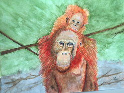 Title: Mother and Son, Watercolor, 9" x 12", Year 2020 (click to enlarge) Title: Mother and Son, Watercolor, 9" x 12", Year 2020