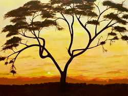 Title: African Sunset, Acrylic on Canvas, 20" x 16", Year 2019 (click to enlarge) Title: African Sunset, Acrylic on Canvas, 20" x 16", Year 2019