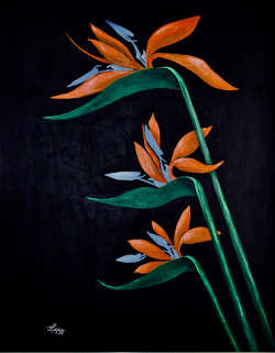 Title: Birds of Paradise, Acrylic on Canvas, 20" x 16", Year 2018 (click to enlarge) Title: Birds of Paradise, Acrylic on Canvas, 20" x 16", Year 2018