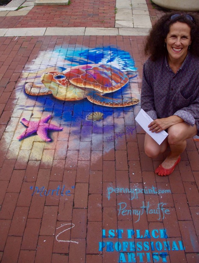 Penny Hauffe is an accomplished chalk artist as well as a painter, sculptor, and actor