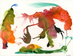 "Endangered Kingdom meets Splotch Monster Island series, 10: Pangolin", 8.5" x 11", watercolor, archival pen and marker on wc paper, 2016 (click to enlarge) "Endangered Kingdom meets Splotch Monster Island series, 10: Pangolin", 8.5" x 11", watercolor, archival pen and marker on wc paper, 2016