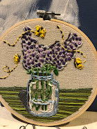 "Lilac and Butterflies" - 8" round - embroidery